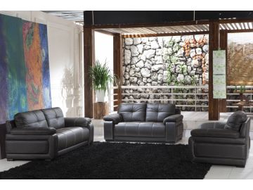 2972 Modern Black Bonded Leather Sofa Set