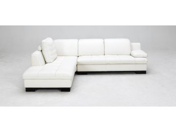 1052 White Leather Sectional Sofa