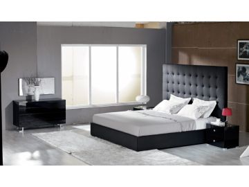 Lyrica Black Eco-Leather Tall Headboard Bed