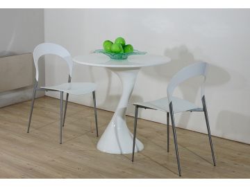 Twist White Lacquer Round Dining Table