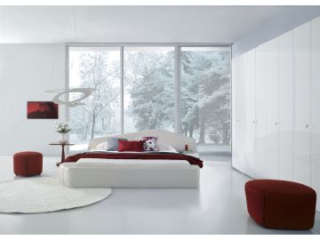 Pisa Modern White Leatherette Platform Bed