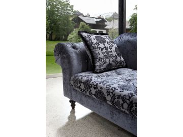 Metropolitan Grey Fabric Chaise with Crystals