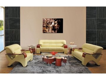 2034 Contemporary Leather Sofa set in Beige Color 