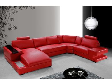 Orion Modern Red Leather Sofa Set