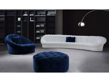 Cosmopolitan White Fabric Sectional Sofa