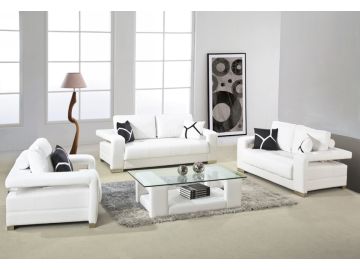D2926 Modern White Bonded Leather Sofa Set
