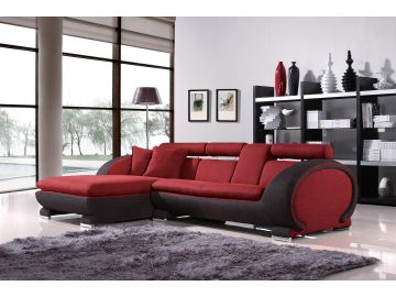 Parma Modern Red Fabric Left Facing Sectional Sofa