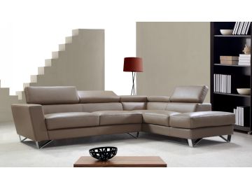 Waltz- Beige Leather Sectional Sofa 