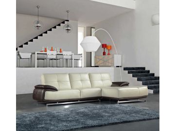 917 White And Brown Top Grain Italian Leather Sectional Sofa