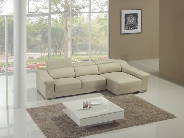 T136 Modern Brown Leather Sofa w/ Pull-Out Sofa Bed