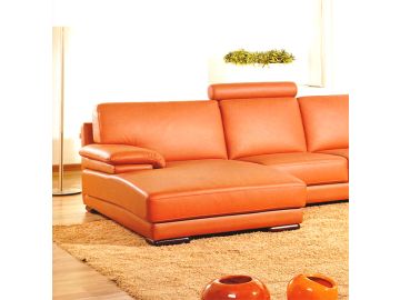 2227 - Modern Orange Leather U Shaped Sectional Sofa