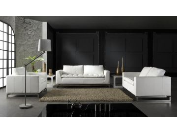 Manhattan - Modern White Leather Loveseat