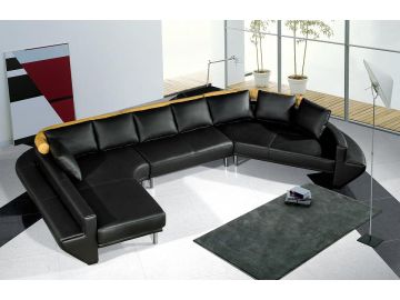 Jupiter Ultra Modern Black Leather Sectional Sofa