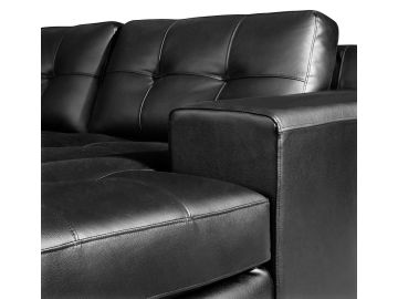 Jade Modern Black Leather Sectional Sofa