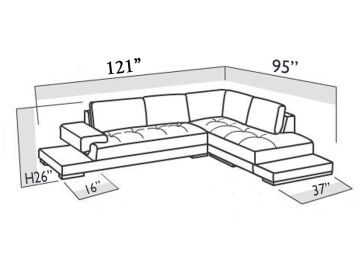 2226 Modern Beige Leather Sectional Sofa