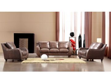  Full Leather Bremen Brown Sofa Set 