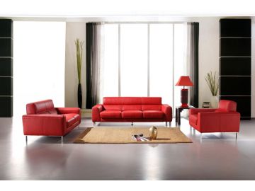 Renava Italian Leather 216 Sofa Set in Red