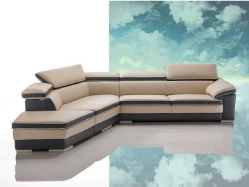 Samoa Contemporary Full Italian Leather Sectional Sofa