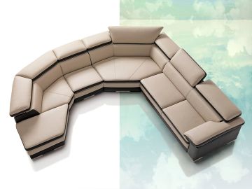 Samoa Contemporary Full Italian Leather Sectional Sofa