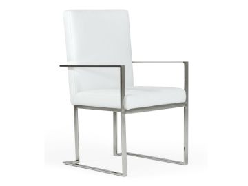 Fowler - Modern White Eco-Leather Dining Armchair