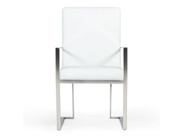 Fowler - Modern White Eco-Leather Dining Armchair
