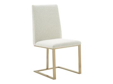Frankie - Modern Off-White Fabric + Antique Brass Dining Chair