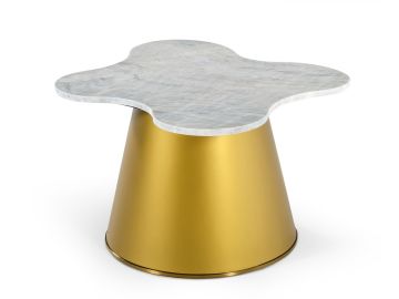 Gabbro - Glam White Marble and Gold End Table