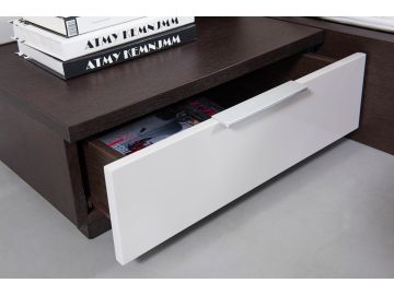 Gamma Contemporary Brown Oak Bed with Storage