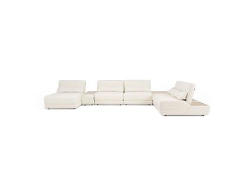 Garfield - Modern Off-White Leather 7-Piece Modular Sectional Sofa