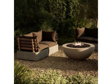 Garza Outdoor Concrete & Teak 2-Piece Corner Set