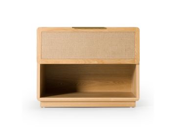 Gavin - Modern Natural Ash + Rattan Nightstand