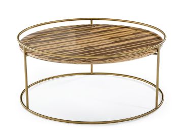 Gilcrest - Glam Brown and Gold Marble Coffee Table
