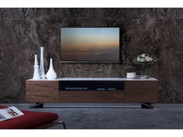 Gillian Contemporary White & Walnut TV Stand
