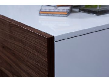 Gillian Contemporary White & Walnut TV Stand