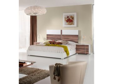 Giovanna Italian Mid-Century White & Cherry Bed