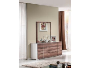 Giovanna Italian Mid-Century White & Cherry Dresser