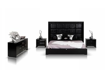 Glam Modern Black Crocodile Bed