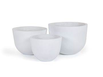 Goliad - Modern White Concrete Planters - Set of 3