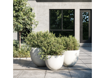 Goliad - Modern White Concrete Planters - Set of 3