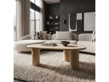 Gracemont - Modern Travertine Marble Freeform Coffee Table