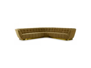 Granby - Glam Mustard + Gold Fabric Sectional Sofa