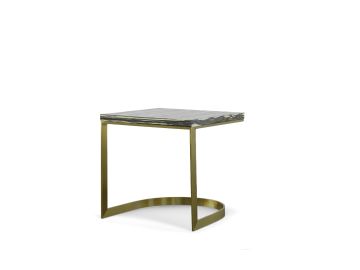 Greely - Glam Black and Gold Marble End Table