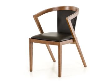 Modrest Gregor Mid-Century Black & Walnut Dining Chair