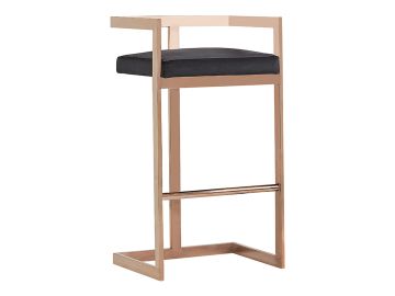 Halifax Modern Black Velvet & Rosegold Bar Stool