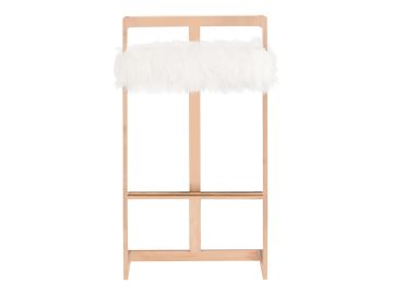 Halifax Modern White Faux Fur & Rosegold Bar Stool