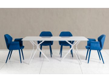 Harmony Mid-Century White Glass Dining Table