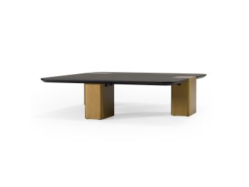 Harold - Modern Black + Brushed Gold Oak Large Square Coffee Table