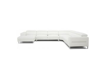 Hawkey - Contemporary White Full Leather U Shaped Left Facing Sectional Sofa