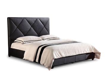 HD04 Modern Black Bonded Leather Bed