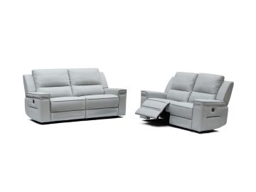Hearst Modern Grey Leatherette Loveseat w/ Recliners